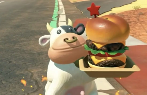 PETA pede remoção de vaca com piercing do Mário Kart
